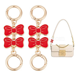 2Pcs Alloy Enamel Bowknot Link Purse Strap Extenders, Light Gold, Red, 10.5cm(FIND-UN0003-18A)