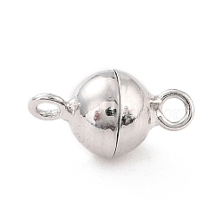925 Sterling Silver Magnetic Clasps, Round, Platinum, 12x7x7x7mm, Hole: 1.5mm(STER-A001-02B-P)