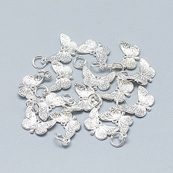 925 Sterling Silver Pendants, with 925 Stamp, with Jump Ring, Butterfly, Silver, 16x12x2mm, Hole: 4mm(STER-T002-74S)