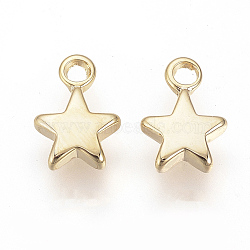 Brass Charms, Star, Nickel Free, Real Gold Plated, Real 18K Gold Plated, 10x7x2mm, Hole: 1.4mm(KK-R037-242G)