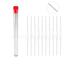 Tarnish Resistant Stainless Steel Collapsible Big Eye Beading Needles, Seed Bead Needle, with Storage Tube, Red, 115~153x13mm, 11pcs/set(SENE-PW0013-02I)