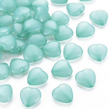 Transparent Acrylic Beads, Dyed, Heart, Medium Aquamarine, 13.5x14x6mm, Hole: 1.5mm, about 775pcs/500g