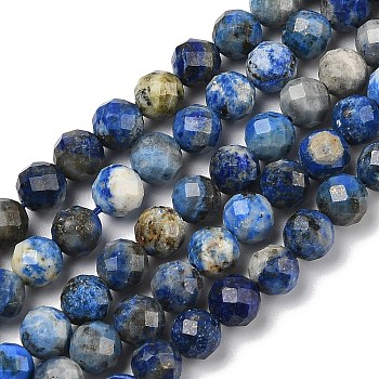 Natural Lapis Lazuli Beads Strands, Faceted, Round, 5.5~6.5mm, Hole: 0.8mm, about 59~69pcs/strand, 14.69~14.96''(37.3~38cm)