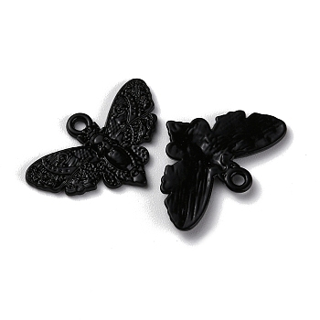 Tibetan Style Alloy Pendants, Butterfly with Skull Charm, Electrophoresis Black, 13.5x20x2mm, Hole: 1.4mm