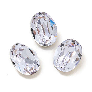 Glass Rhinestone Cabochons, Flat Back & Back Plated, Faceted, Oval, Alexandrite, 8x6x4mm