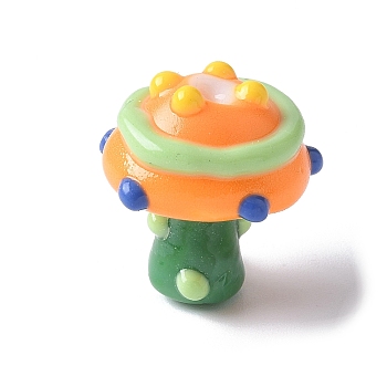 Handmade Lampwork Bumpy Beads, Mushroom, Orange, 16~18.5x14~16x14~16mm, Hole: 0.6~1.8mm