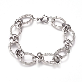 304 Stainless Steel Chain Bracelets, with Lobster Claw Clasps, Stainless Steel Color, 8-1/8 inch(20.5cm)