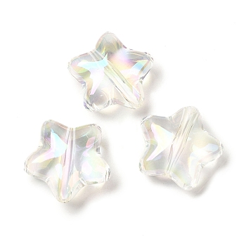 Transparent UV Plating Rainbow Iridescent Acrylic Beads, Star, Clear AB, 19x20x8.5mm, Hole: 2mm