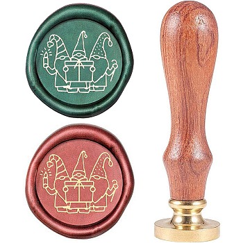 Wax Seal Stamp Set, Sealing Wax Stamp Solid Brass Head,  Wood Handle Retro Brass Stamp Kit Removable, for Envelopes Invitations, Gift Card, Christmas Themed Pattern, 83x22mm