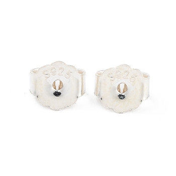 925 Sterling Silver Friction Ear Nuts, with S925 Stamp, Silver, 5.5x6x3mm, Hole: 1mm, about 153Pcs/20g