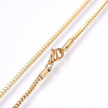 304 Stainless Steel Chain Necklaces, with Lobster Claw Clasps, Golden, 18.1 inch(46cm), 2mm