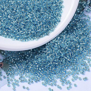 MIYUKI Delica Beads, Cylinder, Japanese Seed Beads, 11/0, (DB1209) Silver Lined Ocean Blue, 1.3x1.6mm, Hole: 0.8mm, about 2000pcs/10g