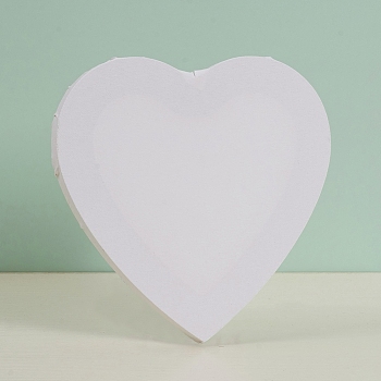 Blank Canvas Wood Primed Framed, Stretch Panel Board, for Painting Drawing, Heart, White, 20x20x1.6cm