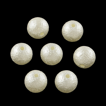 Matte Round ABS Plastic Imitation Pearl Beads, Beige, 8mm, Hole: 1mm, about 2000pcs/bag