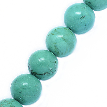 Natural Magnesite Beads Strands, Round, Dyed & Heated, Light Sea Green, 4mm, Hole: 0.8mm, about 98pcs/strand, 15.5 inch(39.5cm)