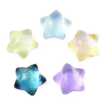 Transparent Epoxy Resin Cabochons, with Glitter Powder, Star, Mixed Color, 16x16.5x8.5mm