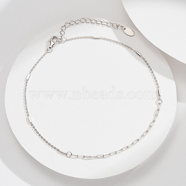 925 Sterling Silver Cable Chain Anklet(AJEW-Z029-22P)-2