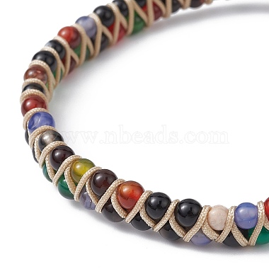 Natural Agate Round Braided Bead Bracelets(BJEW-JB09840-02)-2