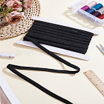 Polyester Braided Ribbons for Curtain Decoration, with Cardboard Display Card, Black, 1/2 inch(12mm)(SRIB-LP0001-17)