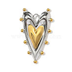 304 Stainless Steel Pendants, Heart Charms, Ion Plating(IP), Real Gold Plated & Stainless Steel Color, 35x21mm(STAS-OY002-75G)