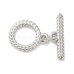 Brass Toggle Clasps, Rack Plating, Long-Lasting Plated, Lead Free & Cadmium Free, Platinum, Wheat Pattern Ring, Ring: 13.5x11x1.5mm, Hole: 1.3mm, Bar: 4.5x16x1.5mm(KK-CBA42CA-01A-P)