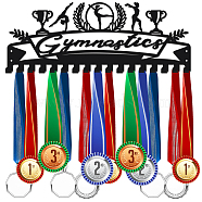 Iron Medal Holder Frame, Medals Display Hanger Rack, 17 Hooks, with Screws, Gymnastics Pattern, 150x400mm(ODIS-WH0045-004)