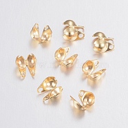304 Stainless Steel Bead Tips, Calotte Ends, Clamshell Knot Cover, Golden, 6x4x3mm, Hole: 1mm, Inner Diameter: 3.5mm(X-STAS-H436-26)