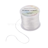 Flat Elastic Crystal String, Elastic Beading Thread, for Stretch Bracelet Making, White, 0.8mm, about 65.61 yards(60m)/roll(EW-YW0001-0.8mm-02E)