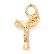Brass Pendants, with Jump Ring, Golden, Letter Charm, Letter T, 12x7.5x2mm, Hole: 3mm(KK-K165-04T)
