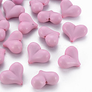 Opaque Acrylic Beads, Heart, Pearl Pink, 17x22x10mm, Hole: 1.4mm(X-MACR-S373-70-A07)