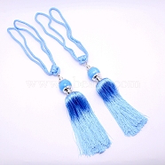 Polyester Curtain Tiebacks, with Tassel, Deep Sky Blue, 650x53mm(AJEW-WH0168-04H)