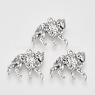 Tibetan Style Alloy Pendants,  Cadmium Free & Lead Free, Wolf, Antique Silver, 18x19.5x3mm, Hole: 1mm, about 242pcs/500g(TIBEP-T009-33AS-RS)
