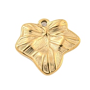 304 Stainless Steel Pendants, Leaf Charms, Real 14K Gold Plated, 15x16x2mm, Hole: 1.2mm(STAS-L080-021G)