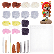 PandaHall Elite Needle Felting Wool Roving, DIY Craft Material with Needle Felting Tool Kits, Mixed Color, 100mm(AJEW-PH0011-68)