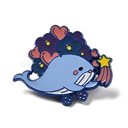 Blue Whale Enamel Pins, Alloy Brooch for Backpack Clothes, Star, 29x36x1.7mm(JEWB-D021-01F)