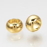 Brass Spacer Beads, Nickel Free, Real 18K Gold Plated, Rondelle, 6x3.5mm, Hole: 3.5~4mm(KK-Q735-278G)