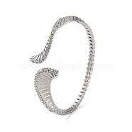 Snake Shape Brass Micro Pave Cubic Zirconia Cuff Bangles, Long-Lasting Plated, Lead Free & Cadmium Free, Platinum, Inner Diameter: 2-1/4 inch(5.8cm)(BJEW-D039-07P)