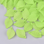 Transparent Acrylic Pendants, Frosted, Leaf, Light Green, 18x11x3mm, Hole: 2mm, about 1877pcs/500g(FACR-R007-12)