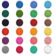 24 Colors Grade A Glass Seed Beads Sets, Round, 12/0, Mixed Color, 2x1.5mm, Hole: 0.3mm, about 16g/box, 24boxes/set(SEED-PH0004-03)