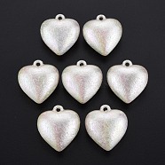 Electroplated ABS Plastic Imitation Pearl Pendants, Heart, Seashell Color, 27.5x25.5x15.5mm, Hole: 2mm(KY-T023-008B-01)