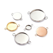 Stainless Steel Cabochon Connector Settings, Pendant Cabochons Trays, Flat Round, Mixed Color, Tray: 6~18mm, 14~27x8~20x1.5~2.5mm, Hole: 1.8mm(STAS-XCP0001-37)