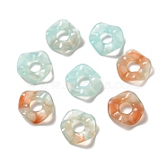 Transparent Acrylic Beads, Two Tone, Flower, Pale Turquoise, 13x3mm, Hole: 4.5mm, about: 1770pcs/500g(OACR-Z005-10D)