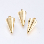 304 Stainless Steel Pendants, Spike/Cone, Real 18K Gold Plated, 13.5x7mm, Hole: 2mm(STAS-G214-47G-02)