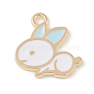 Alloy Enamel Pendants, Light Gold, Rabbit Charm, Light Blue, 16x15.5x1.5mm, Hole: 1.6mm(ENAM-Z010-11A-KCG)