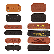 PU Leather Labels, Handmade Embossed Tag, with Holes, for DIY Jeans, Bags, Shoes, Hat Accessories, Mixed Shapes with Word Handmade, Mixed Color, 72pcs/set(DIY-TA0003-24)