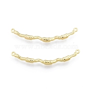 Ion Plating(IP) Brass Connector Charms, Wavy Stick Link, Real 18K Gold Plated, 45x9x3mm, Hole: 1.2mm(KK-C006-26G)