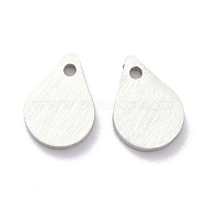 304 Stainless Steel Pendants, Stamping Blank Tag, Laser Cut, Double Side Drawbench Effect, Teardrop, Stainless Steel Color, 7x5x1mm, Hole: 0.9mm(STAS-K216-43P)
