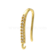 Rack Plating Brass Pave Cubic Zirconia Earring Hooks, Ear Wire, Lead Free & Cadmium Free, Rectangle, Real 18K Gold Plated, 16~17x1.5mm, Hole: 1.2mm, 18 Gauge, Pin: 1mm(KK-O143-18G)