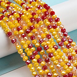 Glass Beads Strands, Faceted, Rondelle, Goldenrod, 4x3mm, Hole: 0.4mm, about 123~127pcs/strand, 15.75~16.5 inch(40~42cm)(EGLA-A034-M4mm-22)