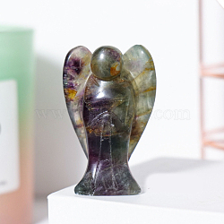 Natural Fluorite Angel Figurine Display Decorations, Reiki Energy Stone Ornaments, 50x35mm(G-PW0007-060U)